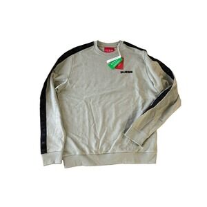 Guess Sweatshirt Mens Sz L NWT Green Crewneck Tape Logo Black Pullover Nelly